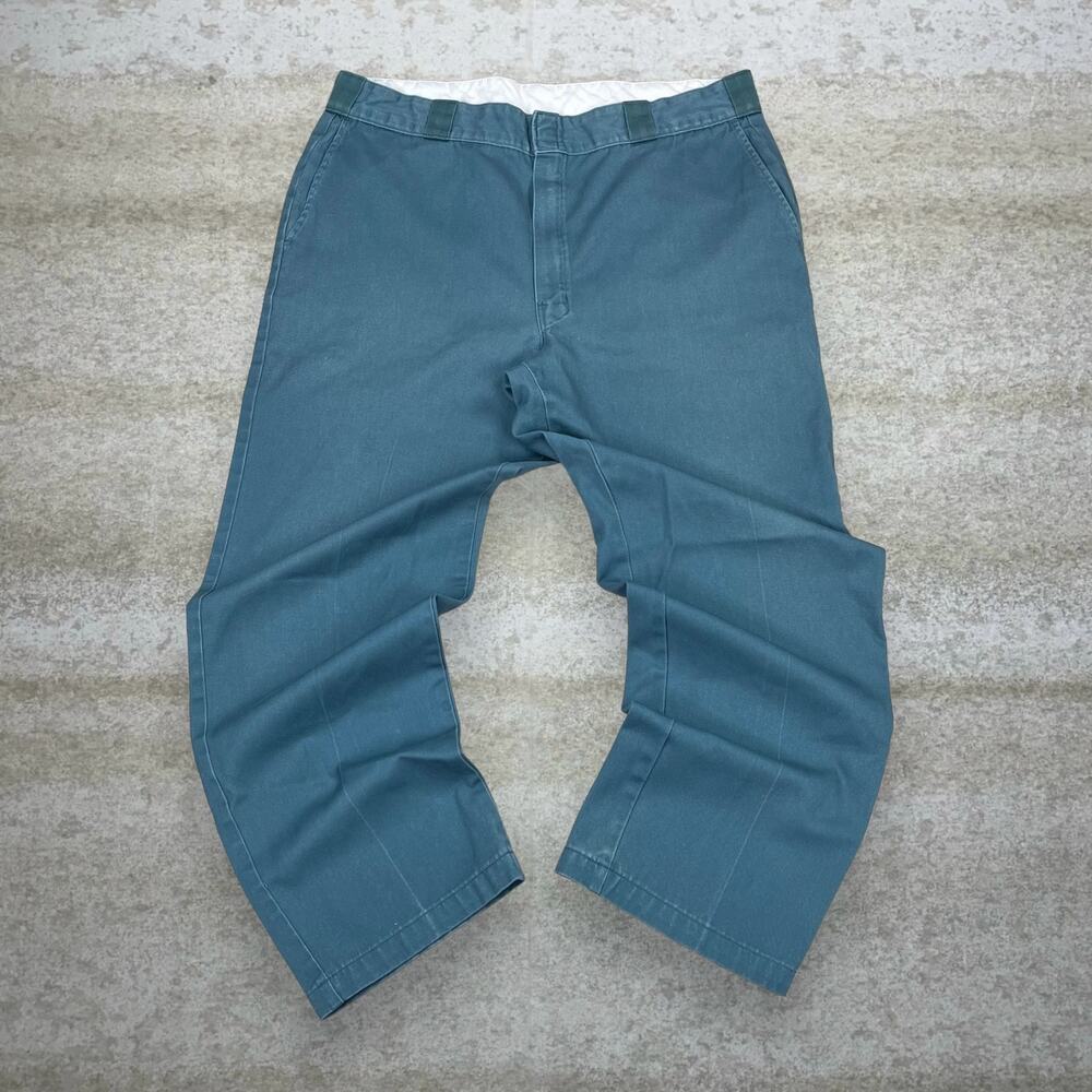 Vintage 90s Dickies Khakis Pants 40x31 Relaxed Fit Green Flat Front Work Wear - Picture 2 of 4